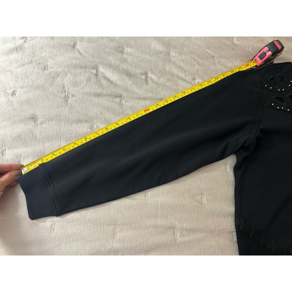 Eloquii Plus Size 14/16 Sweatshirt Black Long Sleeve Round Neck Cutout Beads - Picture 14 of 14